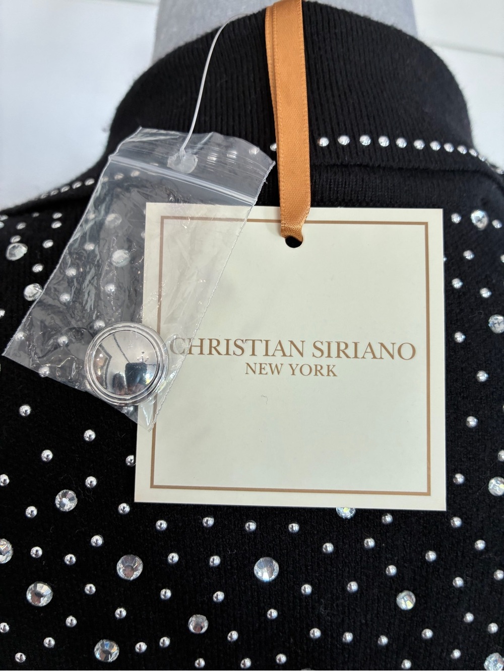Christian Siriano Black Stud-Embellished Button Sweater Sz M NWT/0407 - Picture 7 of 13